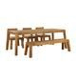Ensemble de jardin 6 places table banc et 3 chaises en bois acacia clair LIVORNO