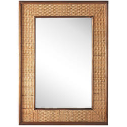 Miroir Mural de Forme Rectangulaire avec Cadre Décoratif en Bois pour Entrée Salon ou Chambre au Style Boho Rustique ou Moderne Beliani