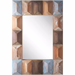 Miroir mural avec cadre multicolore fait main au style rustique. Pimentez votre espace avec une pincée de style rustique accr ...