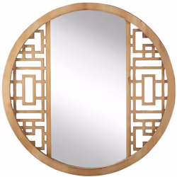 Miroir design rond avec cadre décoratif en bois. Ce magnifique miroir mural est un véritable accroche-regard qui saura parfai ...