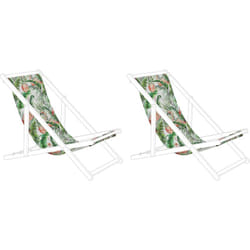 2 Toiles de Transat 113 x 44 cm en Polyester Blanc et Vert Anzio / Avellino