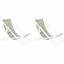 2 toiles de rechange pour transat et chilienne motif zigzag jaune et gris. Rafraîchissez le look de vos transats et profitez  ...