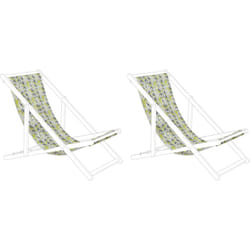 2 Toiles de Transat 113 x 44 cm en Polyester Gris et Vert Anzio / Avellino