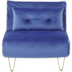 Petit Canapé Banquette Convertible 1 Place Lit d'Appoint en Velours Bleu Foncé avec Pieds en Métal Doré Design Glamour Moderne Beliani