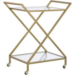 Desserte de Cuisine Transparente et Dorée à Roulettes pour Salle à Manger Salon ou Chambre Glamour Chic ou Moderne et Comme Décoration Beliani