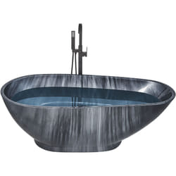 Baignoire en Acrylique Autoportante Forme Ovale Effet Marbre Noire Rioja