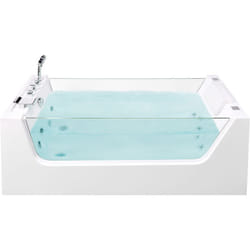 Baignoire Balnéo Rectangulaire 170 x 80 cm en Acrylique Blanc avec 2 Surfaces Vitrée et Appui-Tête pour Salle de Bain et Spa Moderne Beliani