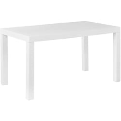 Table d'Extérieur 140 x 80 cm Blanche Effet Rotin Tressé Matières Ultra Résistantes et Aspect Élégant pour Jardin ou Terrasse au Style Moderne Beliani