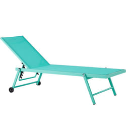 Chaise Longue Transat de Jardin Inclinable en Aluminium avec Assise en Textile Turquoise Design Solide et Résistant pour Jardin ou Terrasse