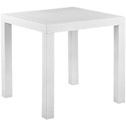 Table d'Extérieur Carrée 80 x 80 cm Blanche Effet Rotin Matières Ultra Résistantes et Aspect Élégant pour Jardin ou Terrasse au Style Moderne Beliani