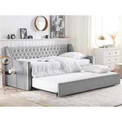 Lit gigogne en velours gris 90 x 200 cm MONTARGIS