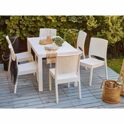 Ensemble de jardin table avec 6 chaises blanc FOSSANO