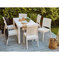 Ensemble de jardin table avec 6 chaises blanc FOSSANO