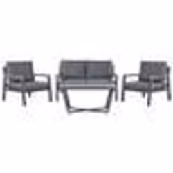 Salon de jardin 4 places en aluminium gris foncé DELIA