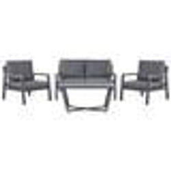 Salon de jardin 4 places en aluminium gris foncé DELIA