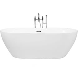 Beliani - Baignoire Moderne en Acrylique 180 x 80 cm Autoportante Forme Ovale Brillant Blanche Carrera