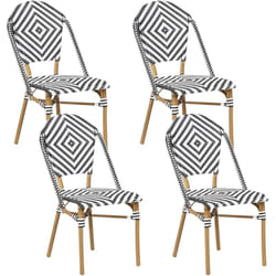 Lot de 4 chaises pour salon de jardin bistrot en rotin noir et blanc pour balcon ou terasse moderne et bohème Beliani