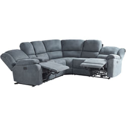 Beliani - Canapé d'Angle Relax Electrique 5 Places en Tissu Gris Foncé Idéal pour Salon Moderne et Traditionnel Port usb Intégré
