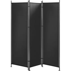 Beliani - Paravent Séparateur de Pièce 3 Volets en Tissu Noir 160 x 170 cm pour Intérieur au Design Moderne