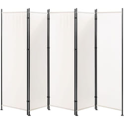 Beliani - Paravent Séparateur de Pièce 5 Volets en Tissu Blanc 270 x 170 cm pour Intérieur au Design Moderne