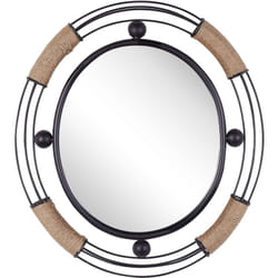 Miroir Mural Design de Forme Ovale 55 x 50 cm avec Cadre Décoratif en Métal Noir Idéal pour Entrée Salon ou Chambre Moderne et Industrielle Beliani