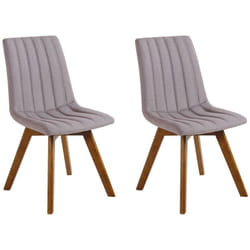 Lot de 2 Chaises Rembourrées et Tapissées en Tissu Gris Taupe sur Pieds en Bois Look Rétro Scandinave pour Salle à Manger Cuisine et Salon Beliani