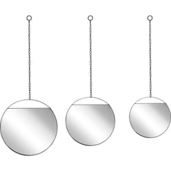 Beliani - Lot de 3 Miroirs Muraux Rond avec Cadres en Acier Noir et Chaînes de Suspension Parfaits pour Salle de Bains ou Entrée Moderne et