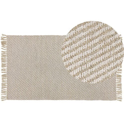 Beliani - Tapis Rectangulaire à Franges en Jute et Coton 80 x 150 cm Motif Rayures Beiges pour Chambre et Salon au Style Boho et Campagne