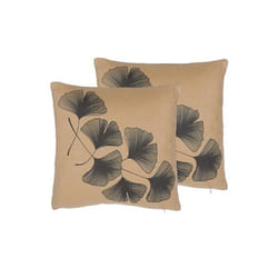 Lot de 2 coussins décoratifs motif feuilles 45 x 45 cm beige / noir WAKAD