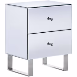 Table de nuit en verre miroir au style glamour avec 2 tiroirs pratiques. Un mariage parfait entre style et fonctionnalité, ce ...