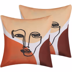2 coussins décoratifs design aux couleurs vives et motif visage. Ces oreillers décoratifs au motif design sont le complément  ...