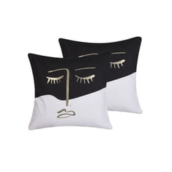 Lot de 2 coussins décoratifs motif visage 45 x 45 cm noir / blanc ABELIA