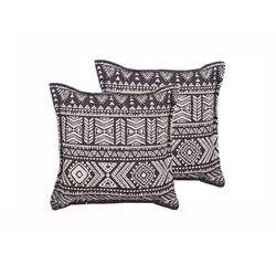 Lot de 2 coussins décoratifs 45 x 45 cm noir / beige SIRVAN