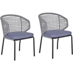 Lot 2 Chaises Fauteuils de Jardin en Aluminum avec Dossiers Tressés Gris Rubustes et Durables pour Salon de Jardin ou Terrasse Moderne Beliani