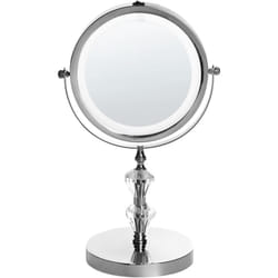 Miroir à Maquillage de Forme Ronde 20 cm avec Cadre en Métal Argent et Éclairage LED Face Grossissante et Style Moderne Beliani
