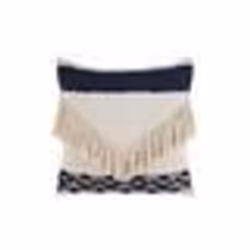 Coussin décoratif à frange 45 x 45 cm beige / bleu SOFCA