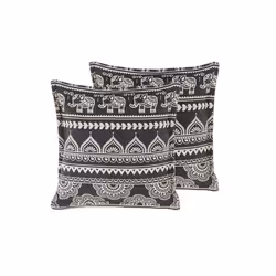 Lot de 2 coussins décoratifs 45 x 45 cm noir / blanc crème ATABAGI