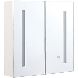 Beliani - Armoire de Toilette Murale avec Miroir Lumineux led 60 x 60 cm Meuble de Rangement Pratique pour Salle de Bain au Style Moderne et