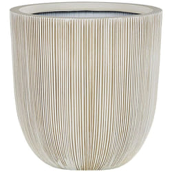 Cache-pot Pot à Plantes Rond 31 cm Beige et Blanc Résistant aux Intempéries Parfait pour Intérieur et Extérieur au Style Moderne et Scandinave Beliani