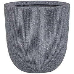 Beliani - Cache-pot Pot à Plantes Rond 37 cm Gris Résistant aux Intempéries Parfait pour Intérieur et Extérieur au Style Moderne et Scandinave