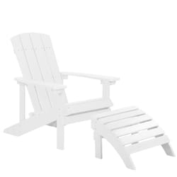 Beliani - Chaise Basse Fauteuil de Jardin Effet Bois Blanc avec Accoudoirs et Repose-pied Confortable Matières Résitantes Style Rustique et Campagne