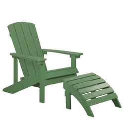 Beliani - Chaise Basse Fauteuil de Jardin Effet Bois Vert Foncé avec Accoudoirs et Repose-pied Confortable Matières Résitantes Style Rustique