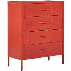 Armoire de rangement en acier. Cette armoire fonctionnelle conçue dans un style industriel est dotée de quatre tiroirs. Le co ...
