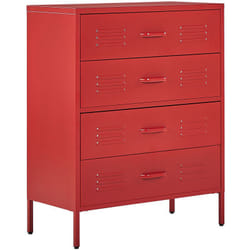 Beliani - Armoire de Rangement en Acier Rouge avec 4 Tiroirs pour ranger les Dossier pour Chambre Bureau ou Couloir