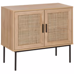 Petite commode au style boho avec 2 portes cannage en rotin. Fini les cabinets de rangement monotones, on ouvre nos portes au ...