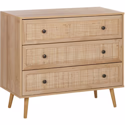 Description générale La commode au style boho avec 3 tiroirs en cannage de rotin est un meuble à la fois décoratif et pratiqu ...