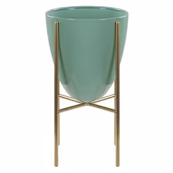 Cache-pot en acier vert avec pieds dorés - BELIANI - LEFKI - Moderne - Intérieur/Extérieur