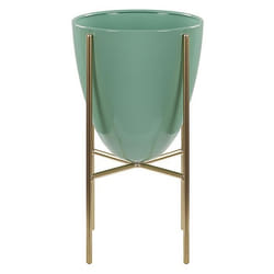 Cache-pot en acier vert avec pieds dorés - BELIANI - LEFKI - Moderne - Intérieur/Extérieur