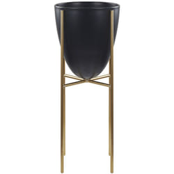 Beliani - Cache-pot de Fleurs sur Pieds Noir et Doré pour Plantes et Fleurs Décoration Salon Glamour