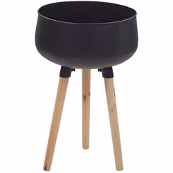 Jardinière en métal sur pieds en bois. Mettez vos plantes en valeur et décorez votre salon ou balcon avec ce pot de fleur ten ...